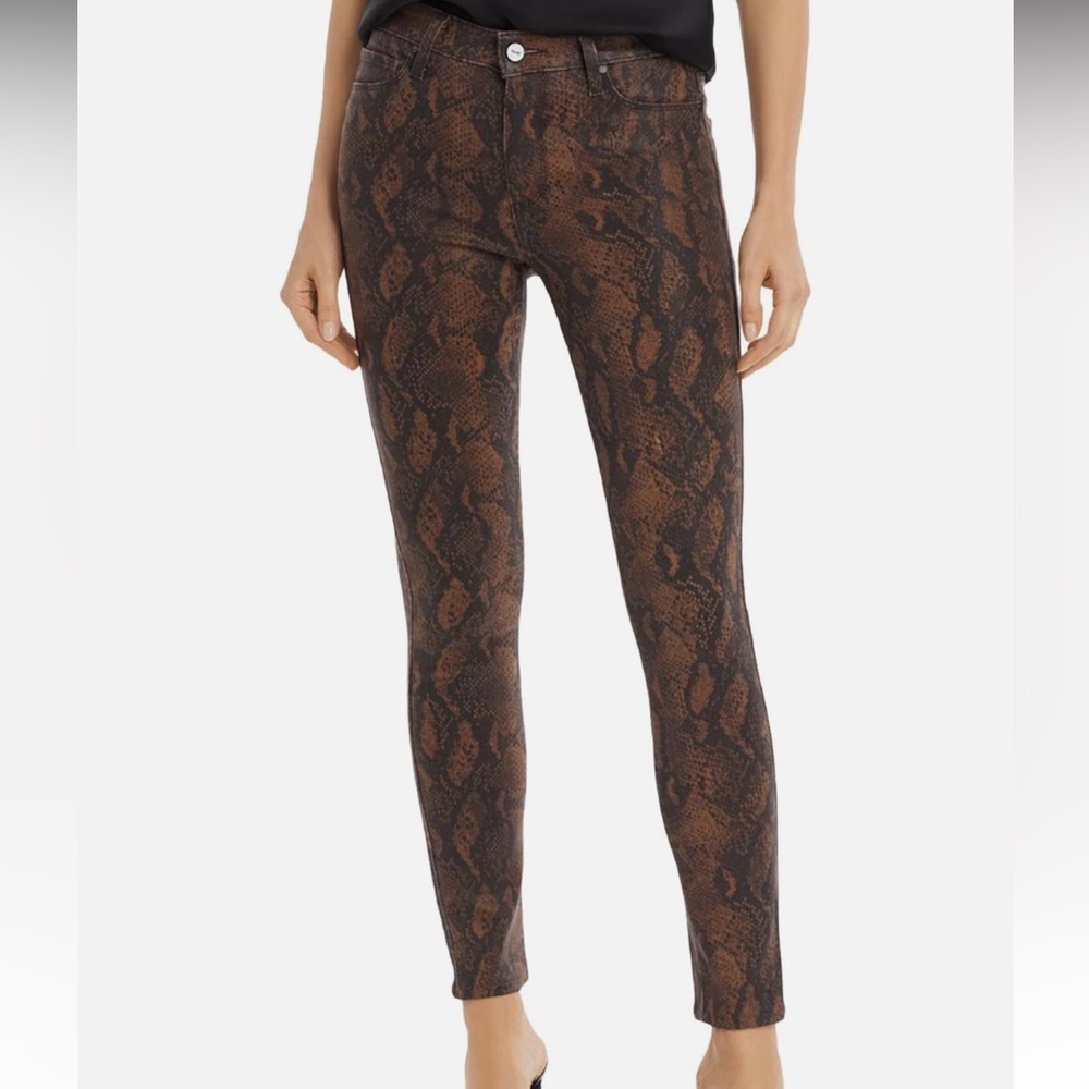PAIGE Hoxton Ultra Skinny Coated Brown Snake Denim Jeans Size - 26 Like New!